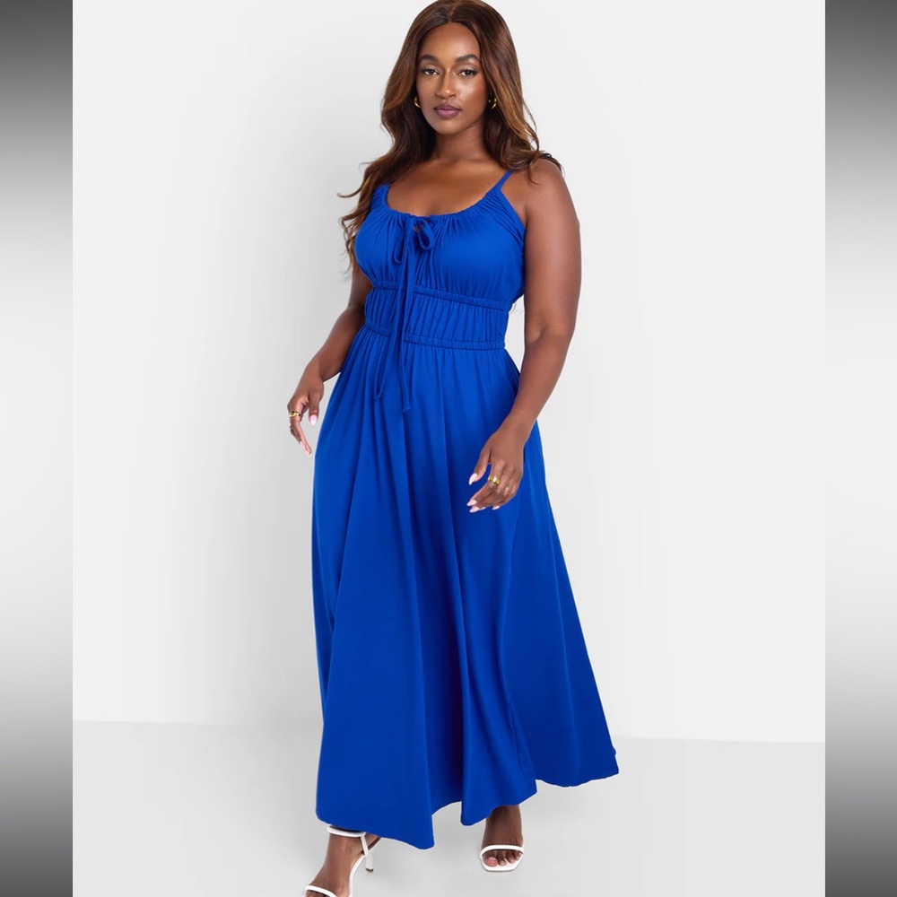 Rebdolls Blue Maxi Sundress with Smocked Waist